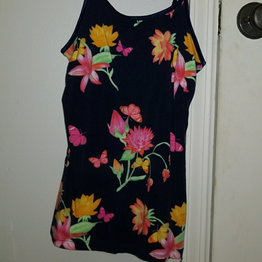 Navy tank top with flowers